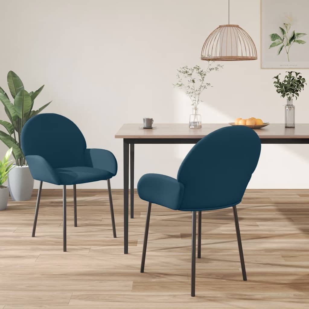 vidaXL Chaises de salle à manger 2 pcs Velours bleu