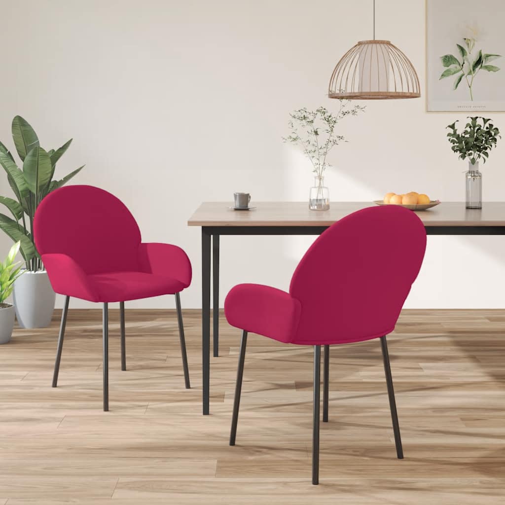 vidaXL Esszimmerstühle 2 Stk. Weinrot Samt