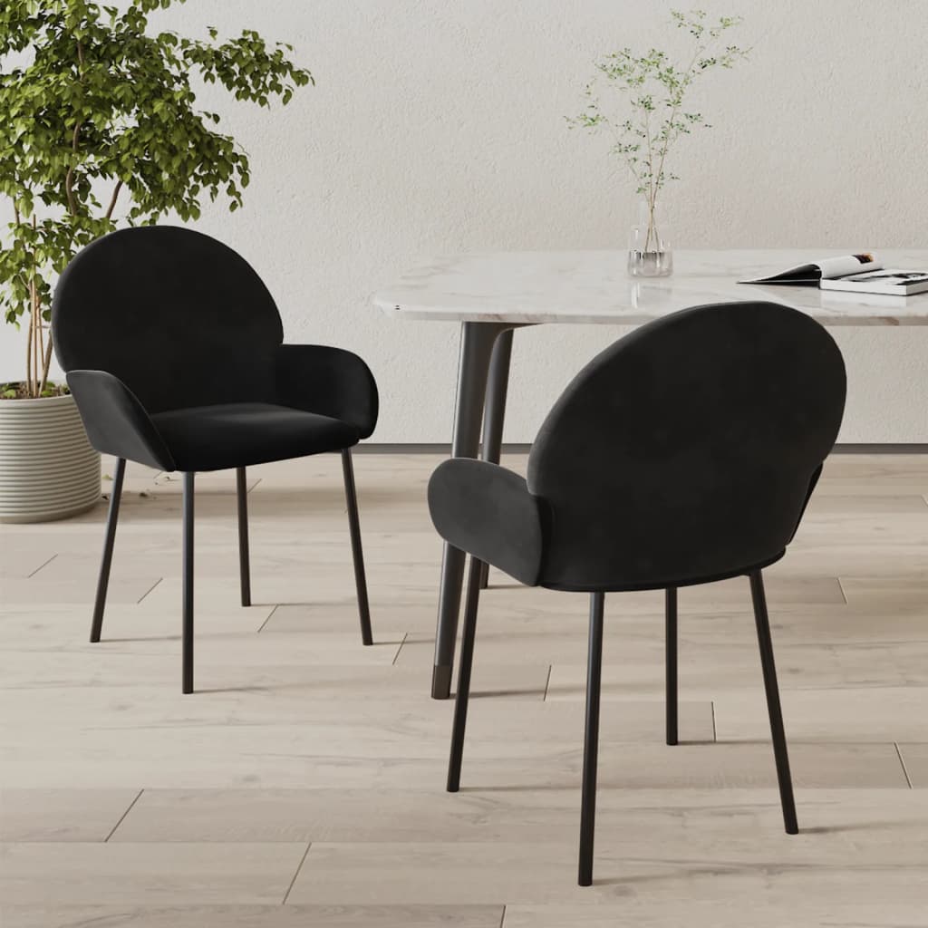 vidaXL Chaises de salle à manger 2 pcs Velours noir