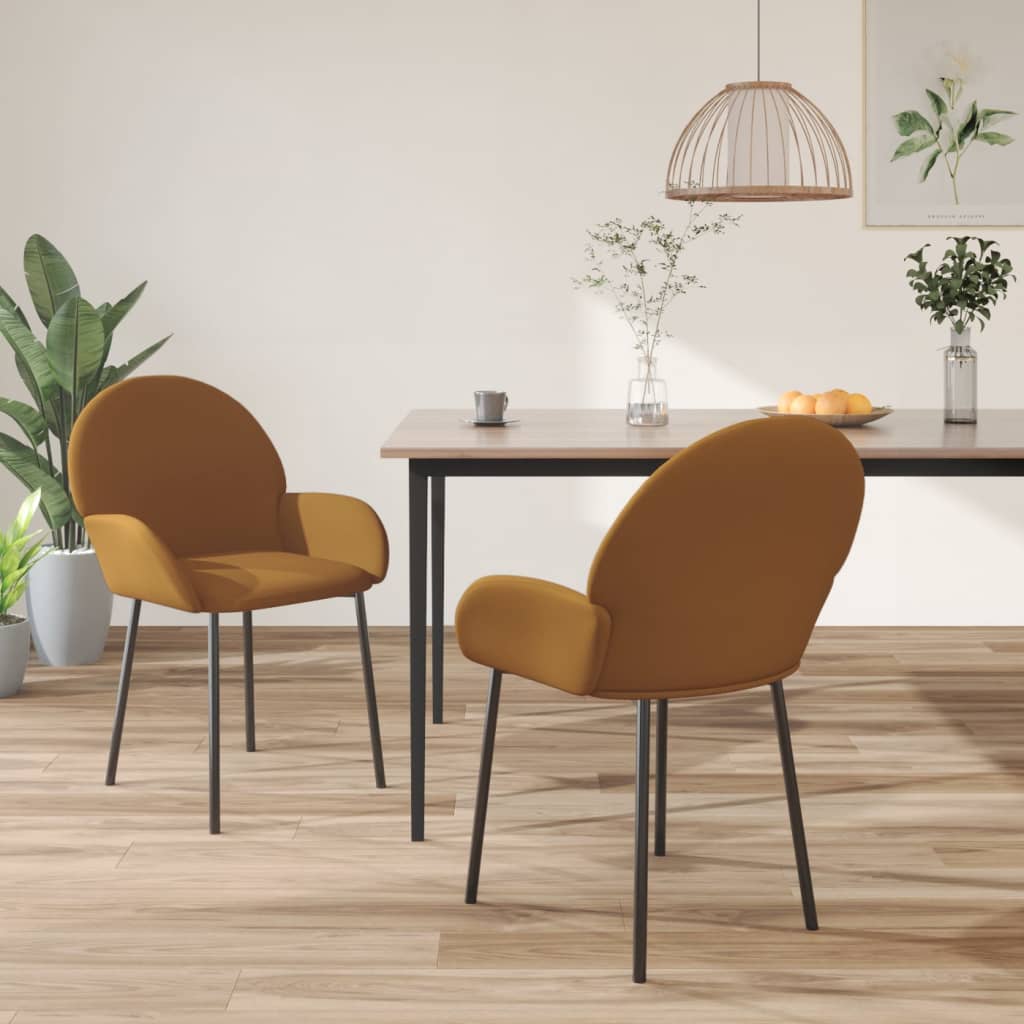 vidaXL Esszimmerstühle 2 Stk. Braun Samt