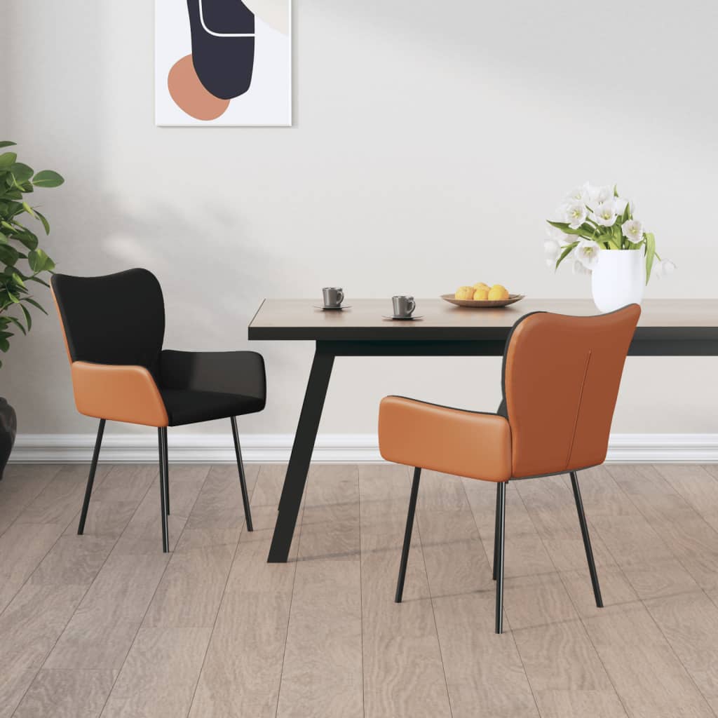 vidaXL Esszimmerstühle 2 Stk. Schwarz Stoff und Kunstleder