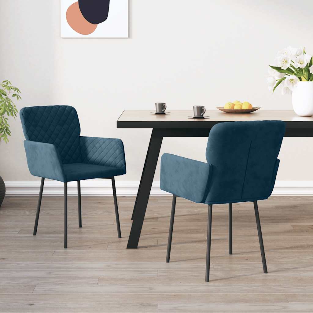 vidaXL Chaises de salle à manger 2 pcs Velours bleu