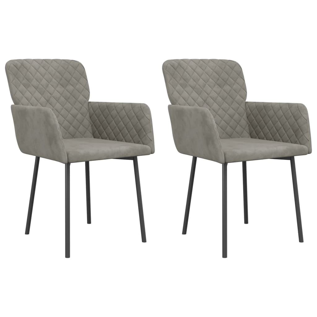 vidaXL Chaises de salle à manger 2 pcs Velours gris clair