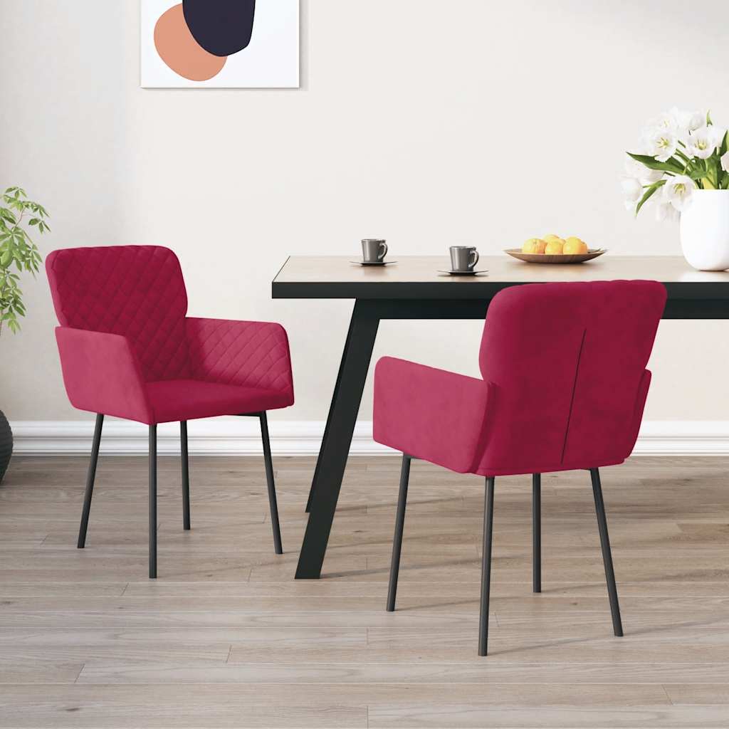 vidaXL Esszimmerstühle 2 Stk. Weinrot Samt