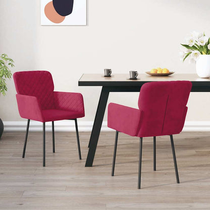 vidaXL Esszimmerstühle 2 Stk. Weinrot Samt