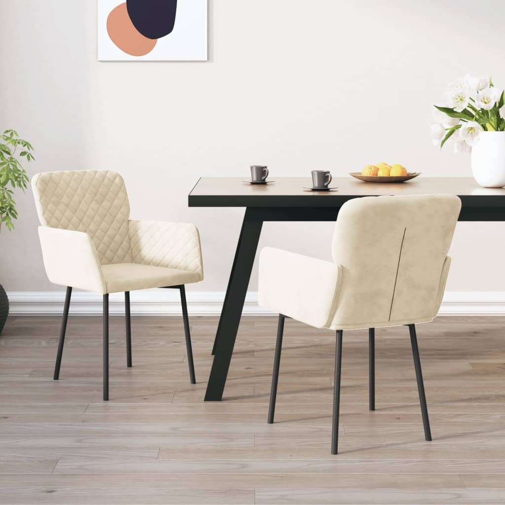vidaXL Chaises de salle à manger 2 pcs Crème Velours