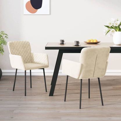 vidaXL Chaises de salle à manger 2 pcs Crème Velours