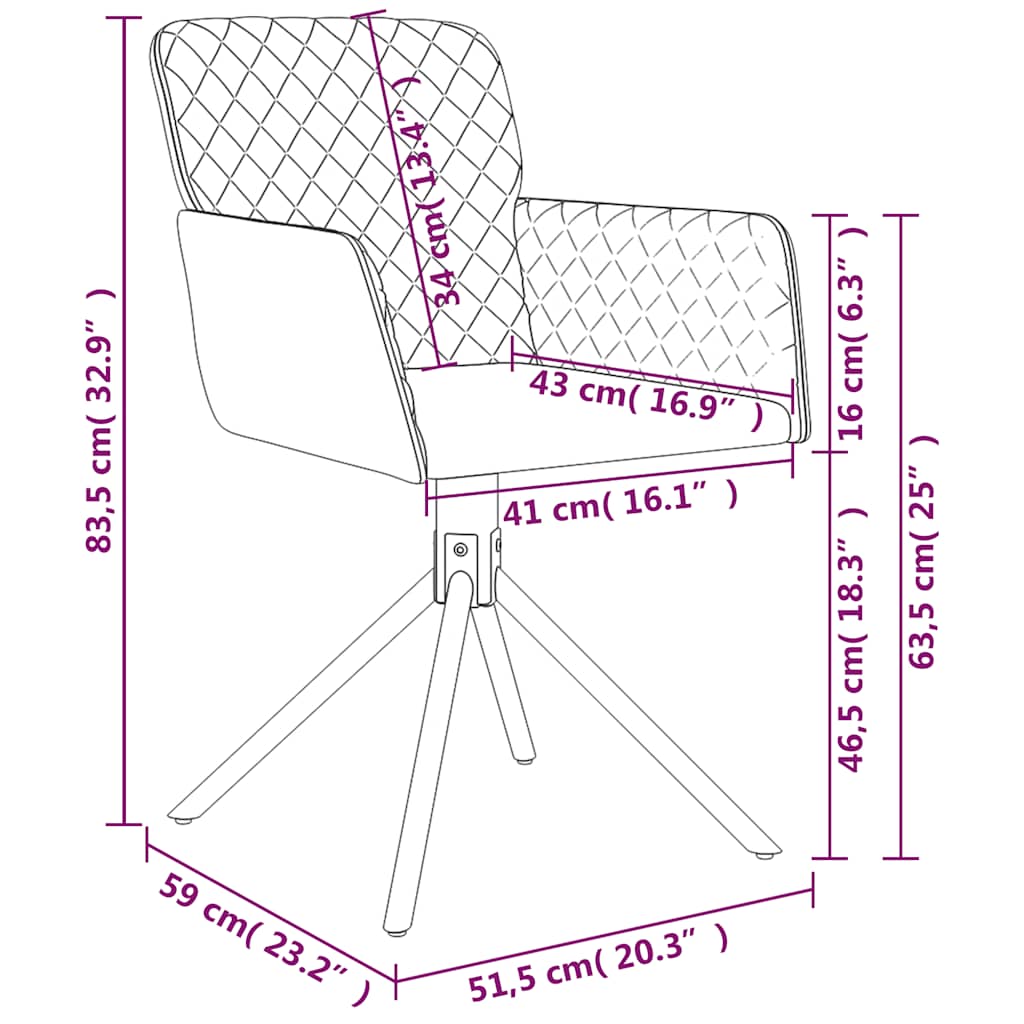 vidaXL Chaises de salle à manger pivotantes 2 pcs Velours bleu