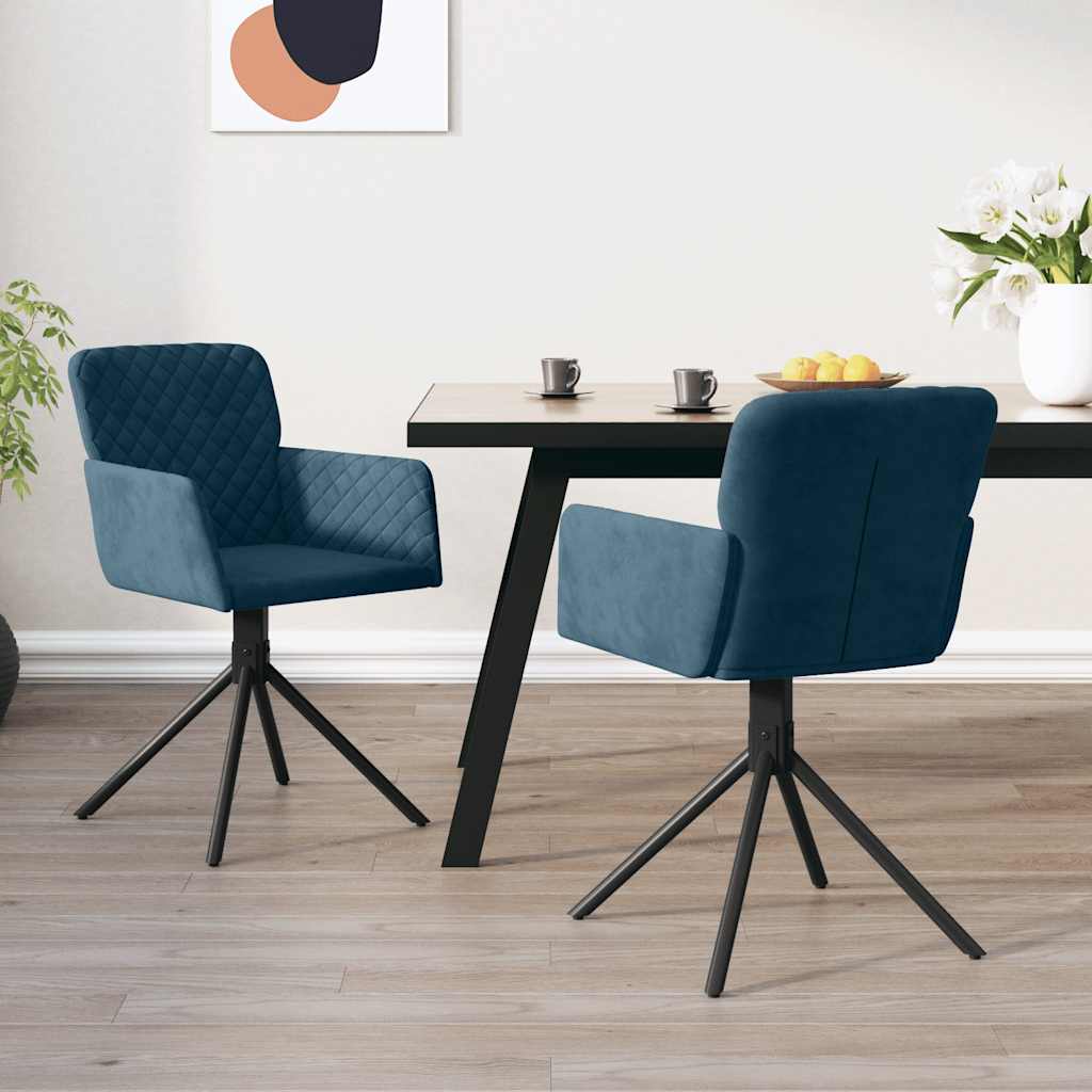 vidaXL Chaises de salle à manger pivotantes 2 pcs Velours bleu