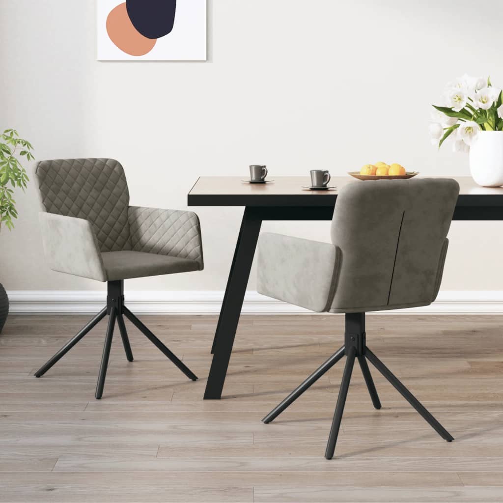 vidaXL Chaises de salle à manger pivotantes 2 pcs Gris clair Velours