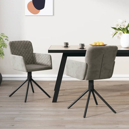 vidaXL Chaises de salle à manger pivotantes 2 pcs Gris clair Velours