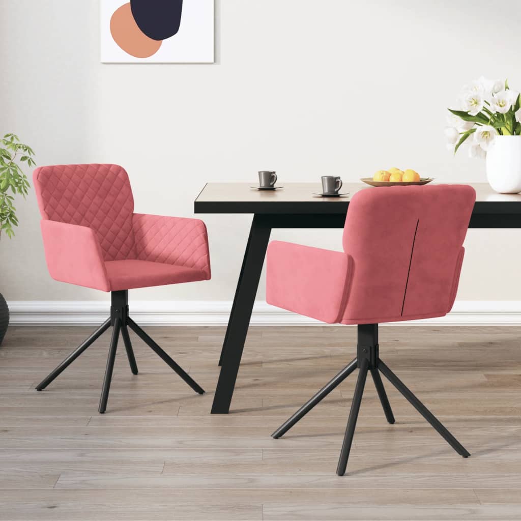 vidaXL Esszimmerstühle 2 Stk. Drehbar Rosa Samt