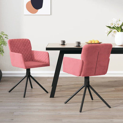 vidaXL Esszimmerstühle 2 Stk. Drehbar Rosa Samt