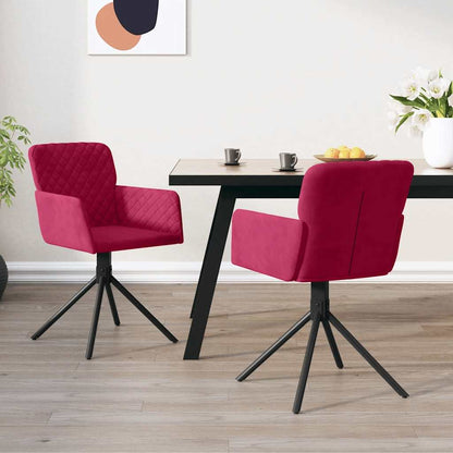 vidaXL Esszimmerstühle 2 Stk. Drehbar Weinrot Samt