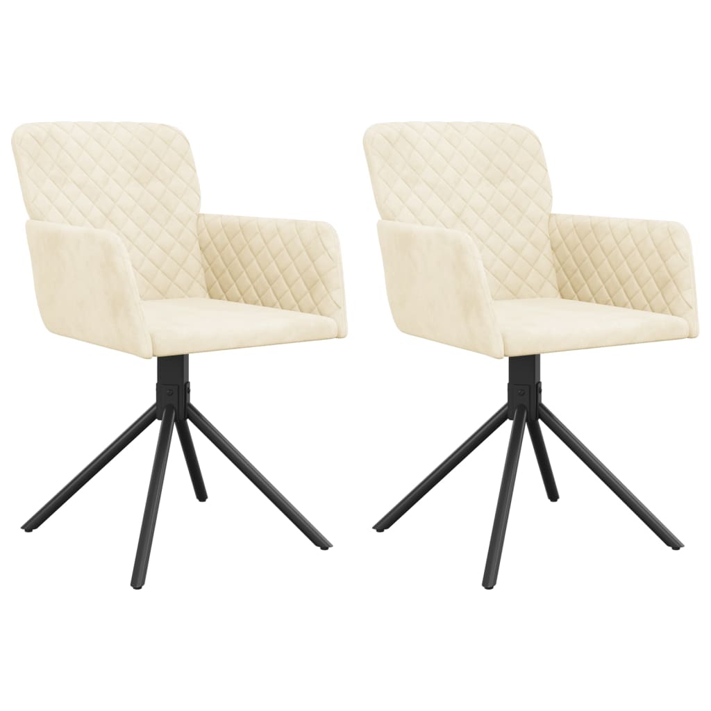 vidaXL Chaises de salle à manger 2 pcs. pivotantes en velours crème