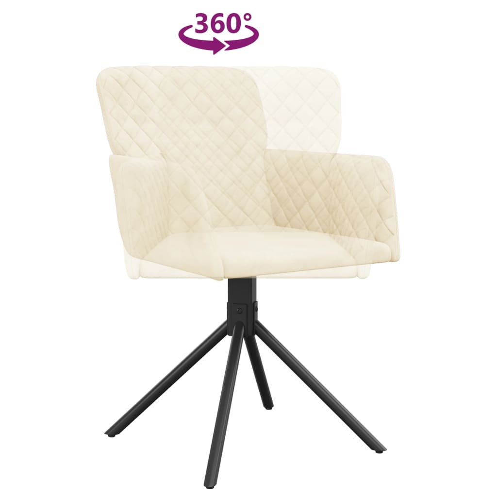 vidaXL Chaises de salle à manger 2 pcs. pivotantes en velours crème