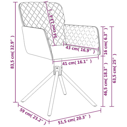 vidaXL Chaises de salle à manger 2 pcs. pivotantes en velours crème