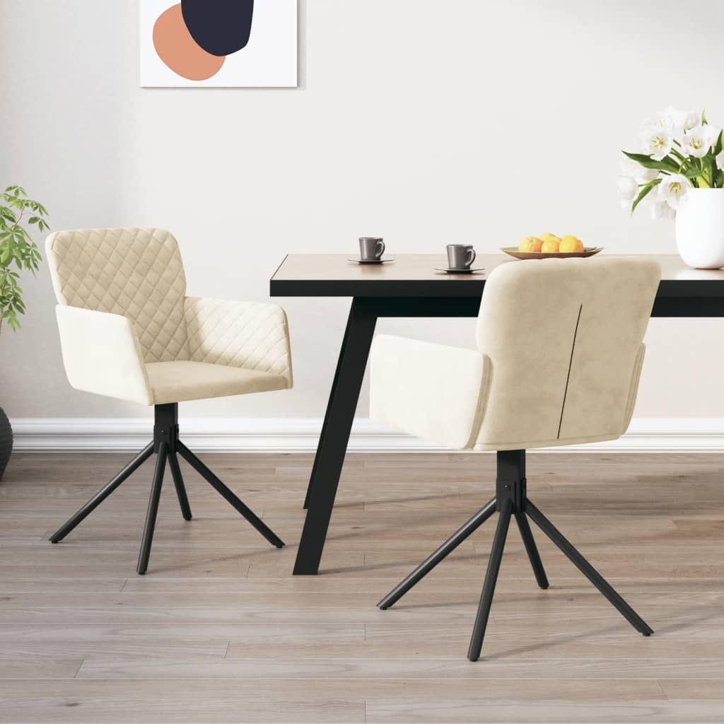 vidaXL Chaises de salle à manger 2 pcs. pivotantes en velours crème
