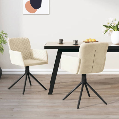 vidaXL Chaises de salle à manger 2 pcs. pivotantes en velours crème