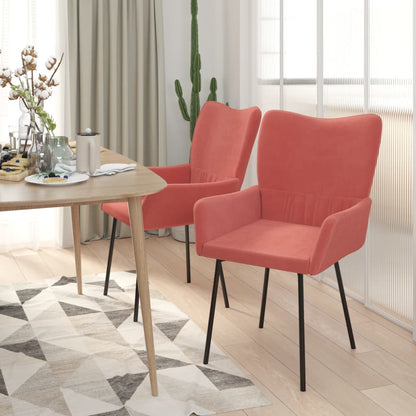 vidaXL Chaises de salle à manger 2 pcs Velours rose
