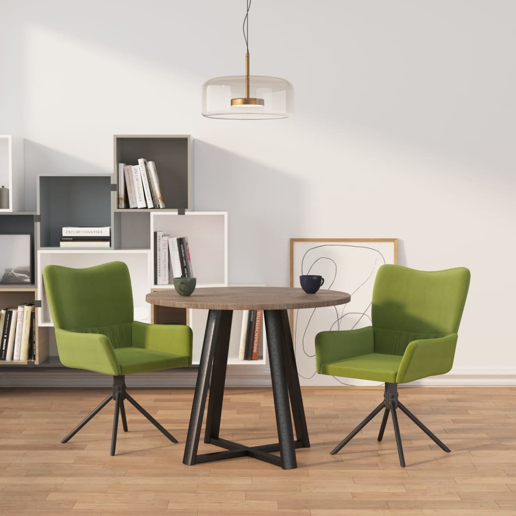 vidaXL Esszimmerstühle 2 Stk. Drehbar Hellgrün Samt