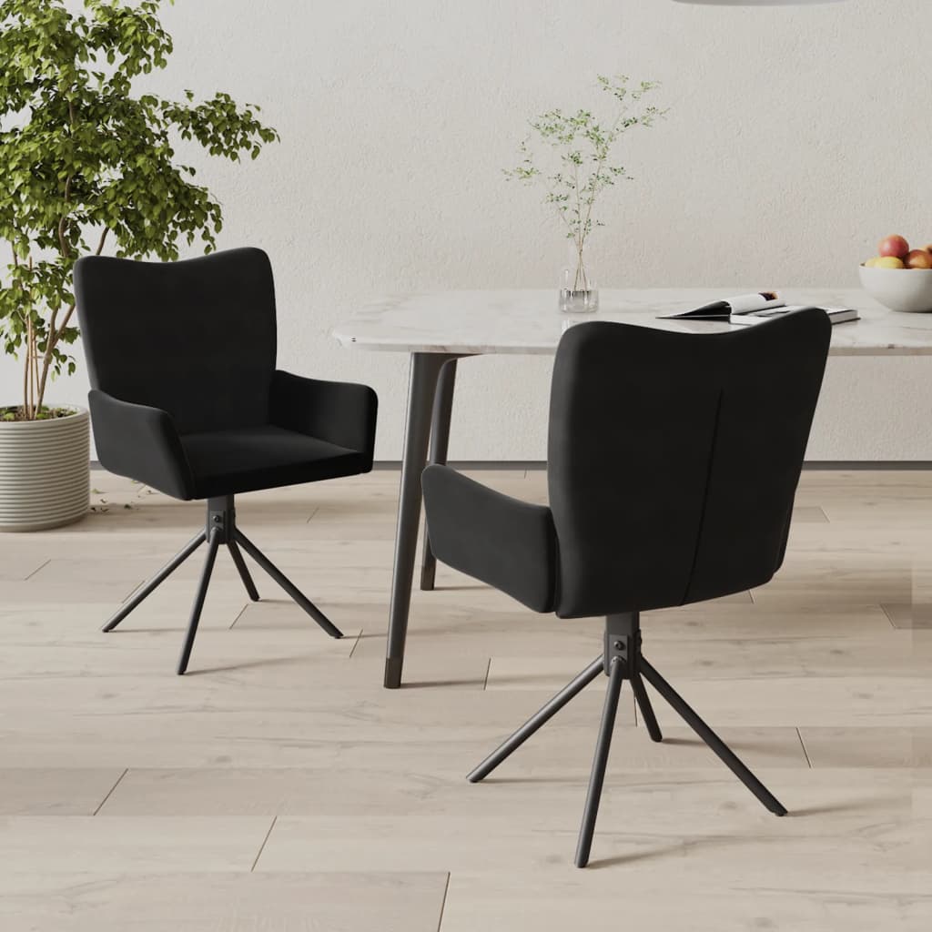 vidaXL Chaises de salle à manger pivotantes 2 pcs Velours noir