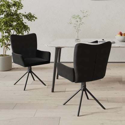 vidaXL Chaises de salle à manger pivotantes 2 pcs Velours noir