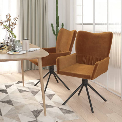 vidaXL Esszimmerstühle 2 Stk. Drehbar Braun Samt