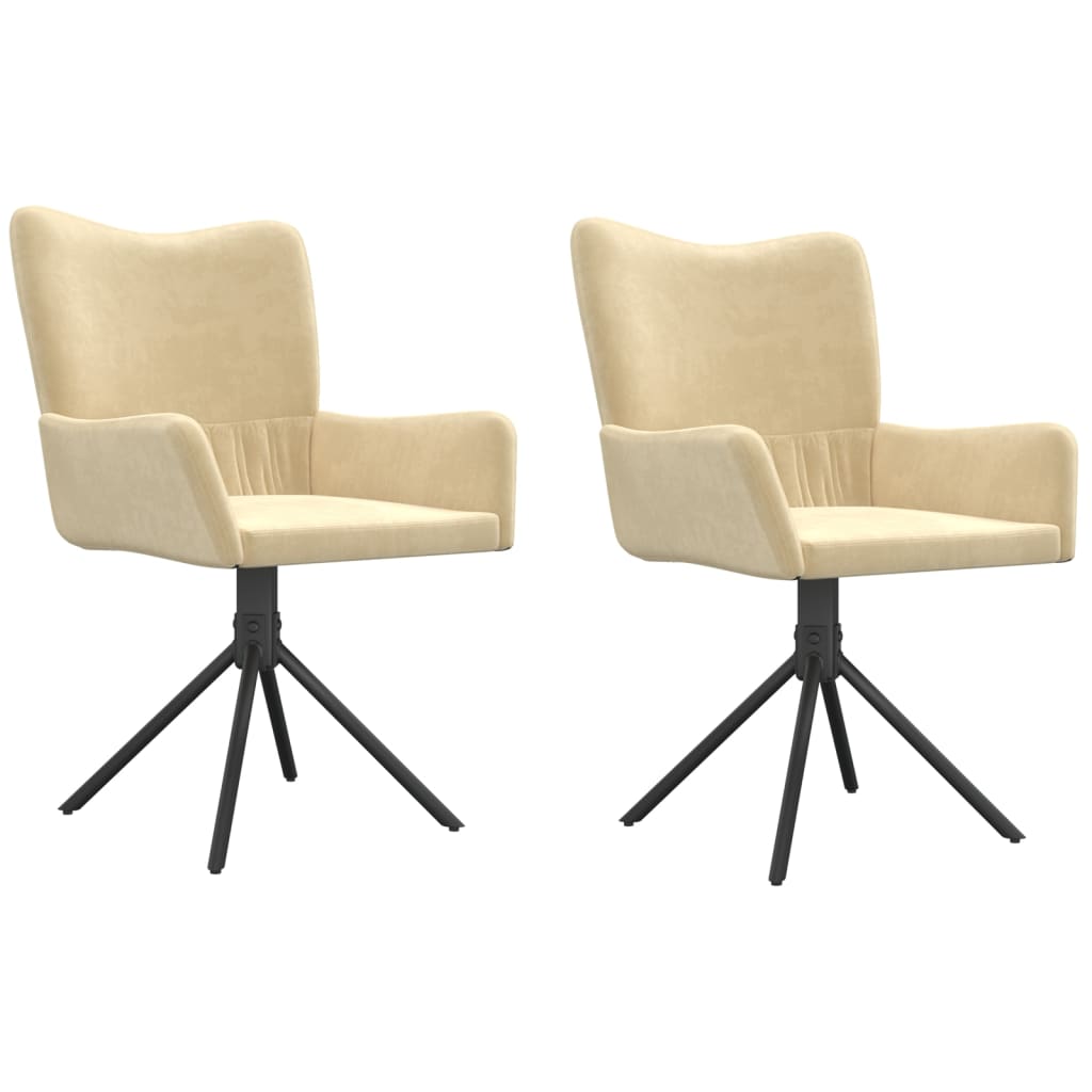 vidaXL Chaises de salle à manger pivotantes 2 pcs Crème Velours