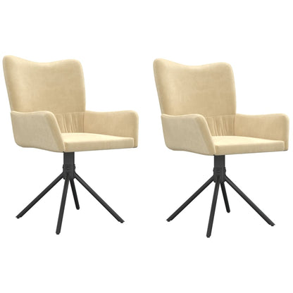 vidaXL Chaises de salle à manger pivotantes 2 pcs Crème Velours
