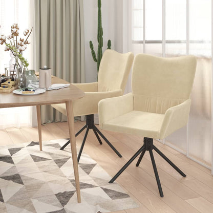 vidaXL Chaises de salle à manger pivotantes 2 pcs Crème Velours