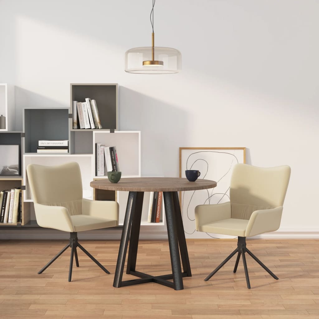 vidaXL Chaises de salle à manger pivotantes 2 pcs Crème Velours