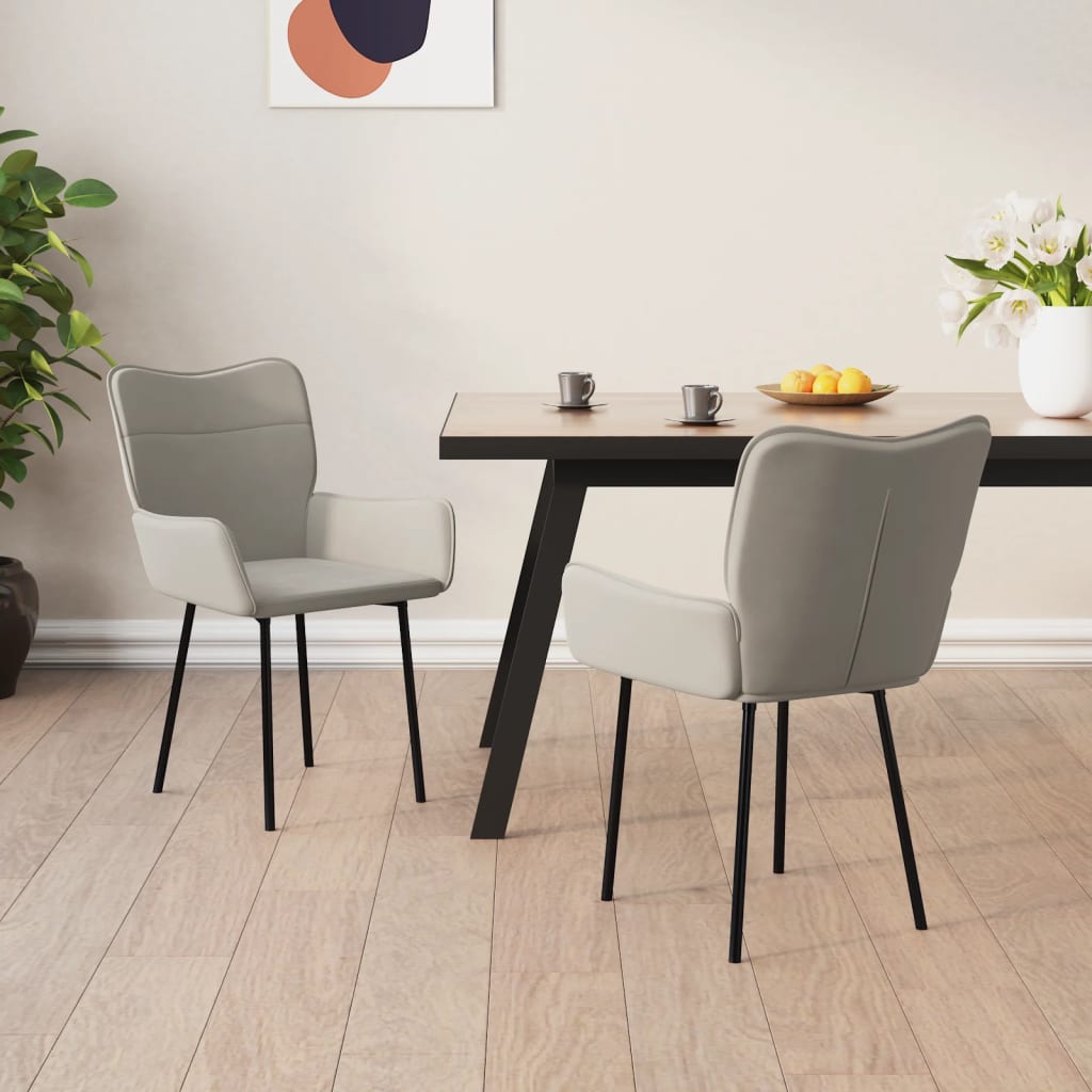 vidaXL Chaises de salle à manger 2 pcs Velours gris clair