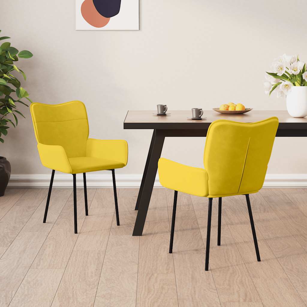 vidaXL Chaises de salle à manger 2 pcs Jaune Velours