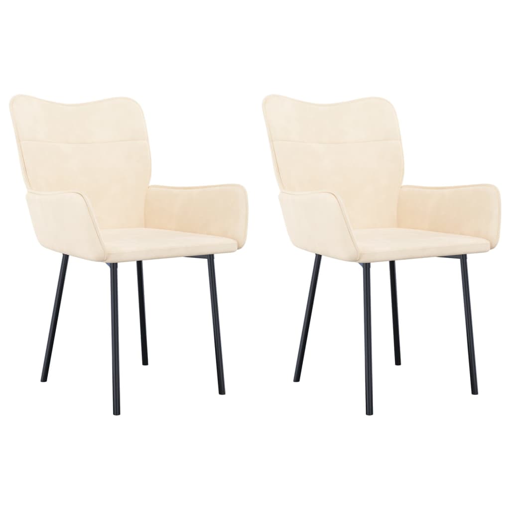 vidaXL Chaises de salle à manger 2 pcs Crème Velours