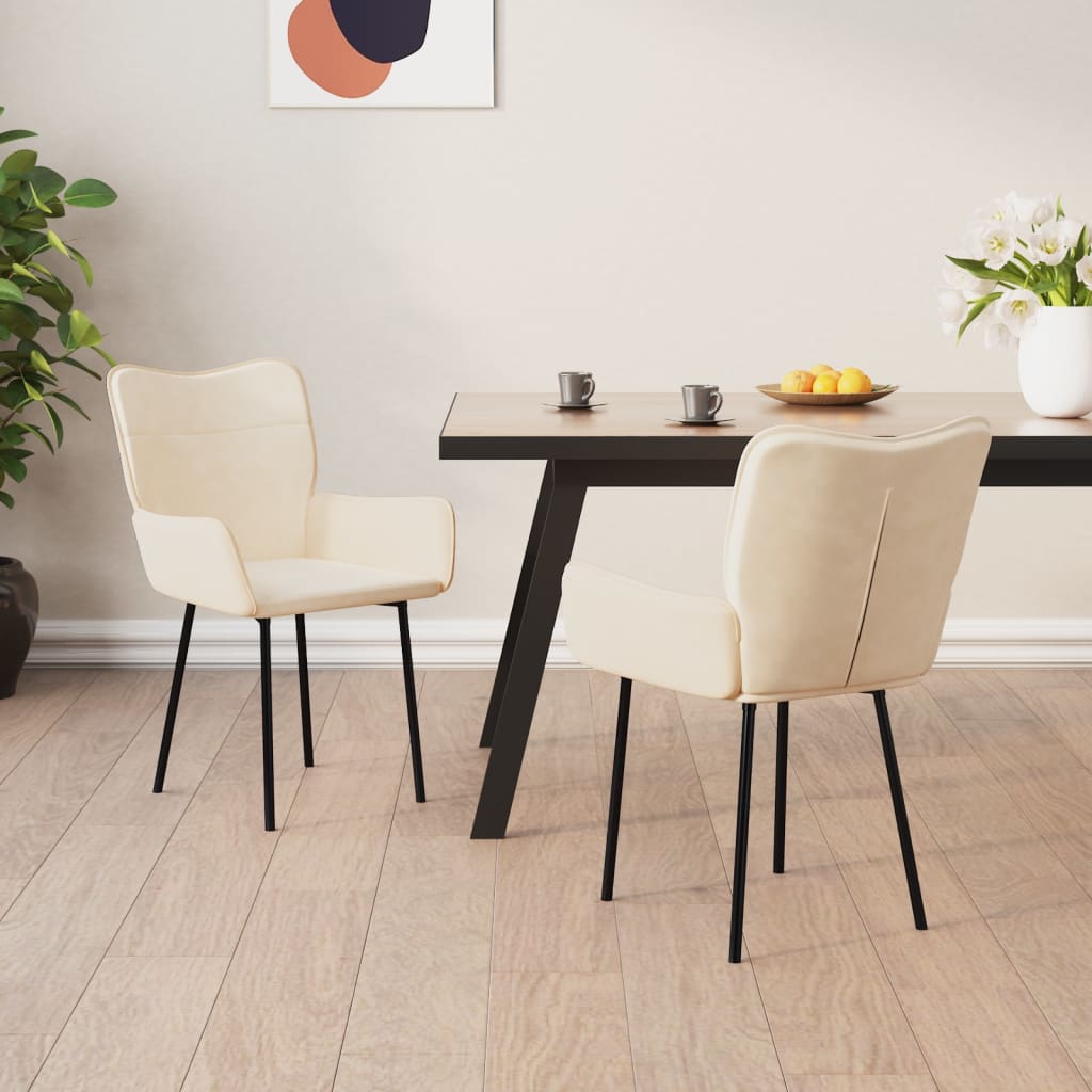 vidaXL Chaises de salle à manger 2 pcs Crème Velours