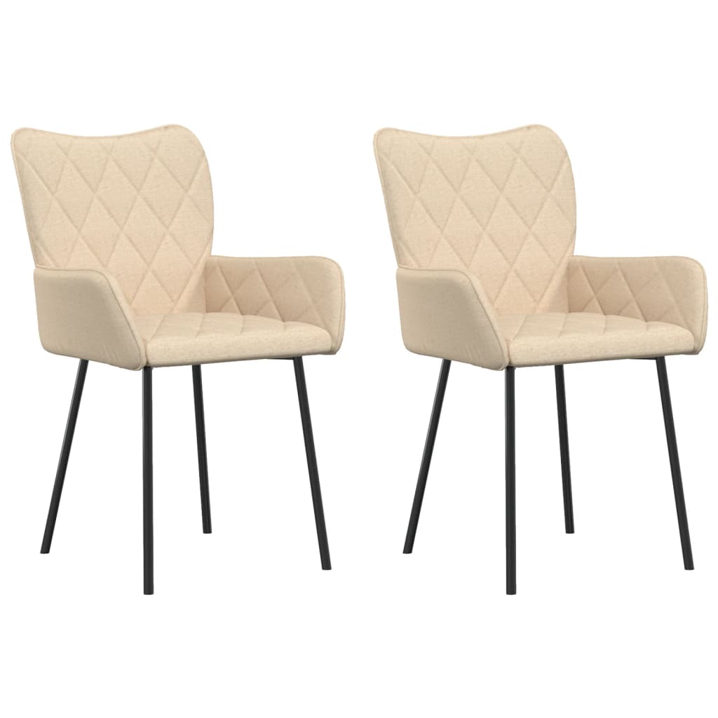 vidaXL Chaises de salle à manger 2 pcs Crème Tissu