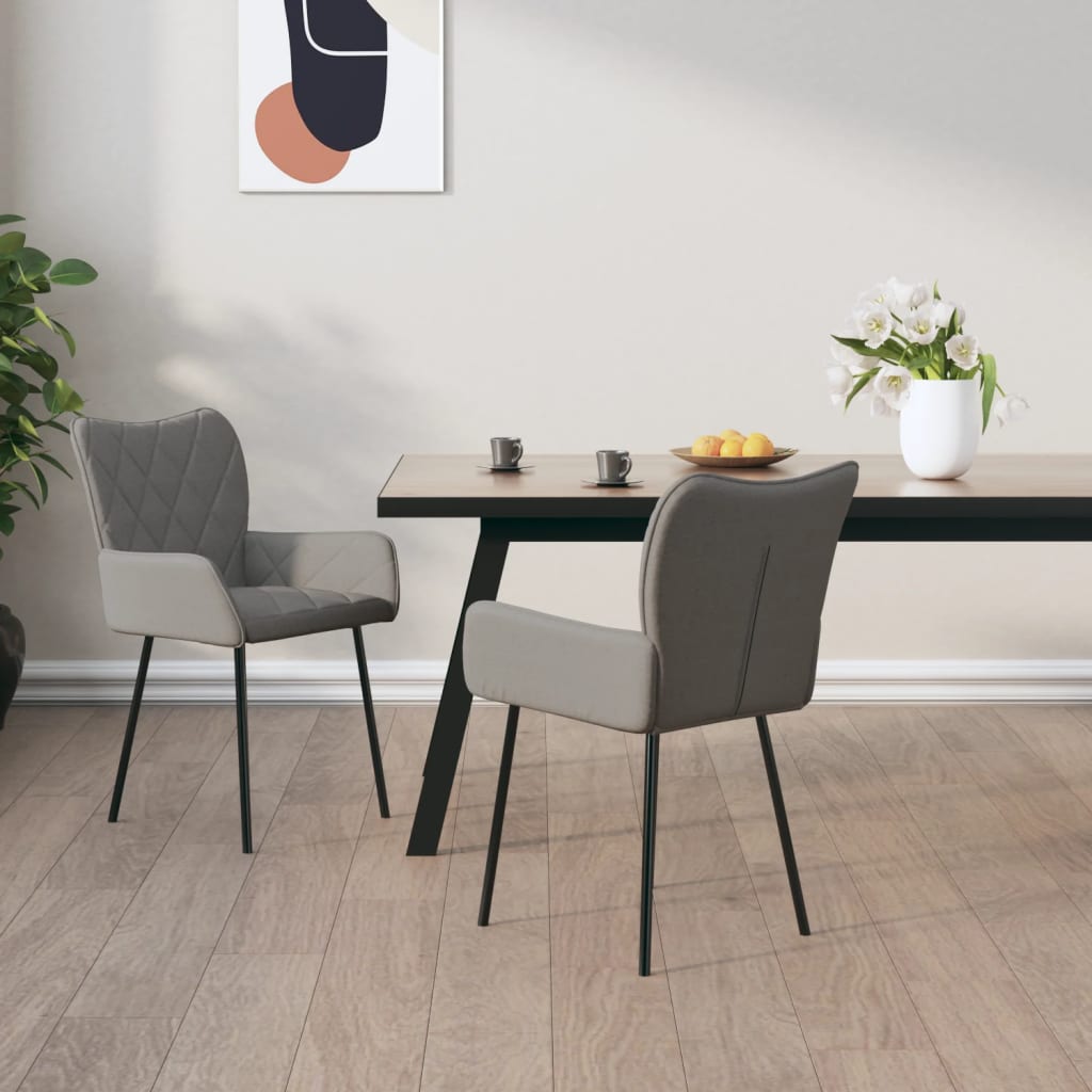 vidaXL Chaises de salle à manger 2 pcs Tissu Gris clair
