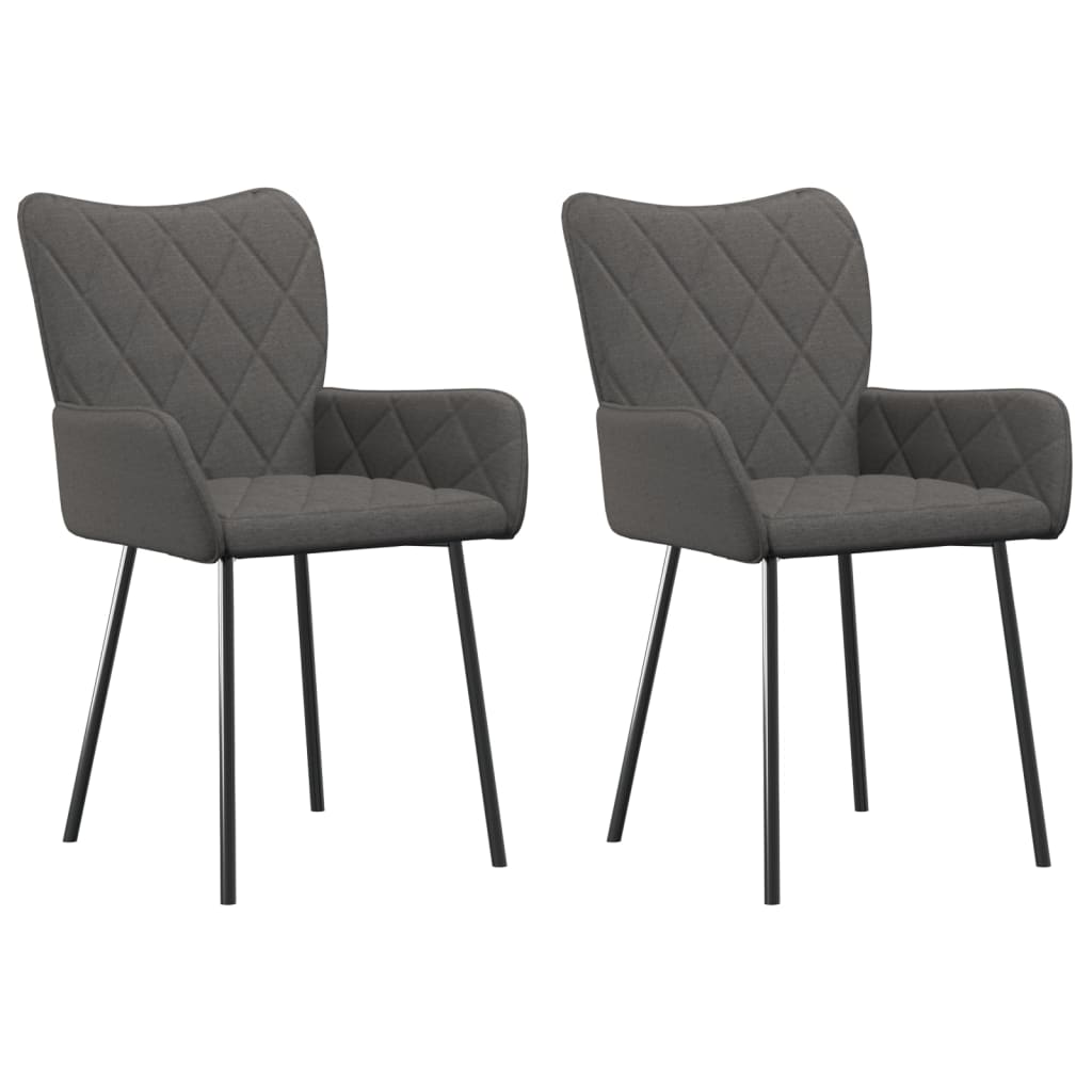 vidaXL Chaises de salle à manger 2 pcs Tissu gris foncé