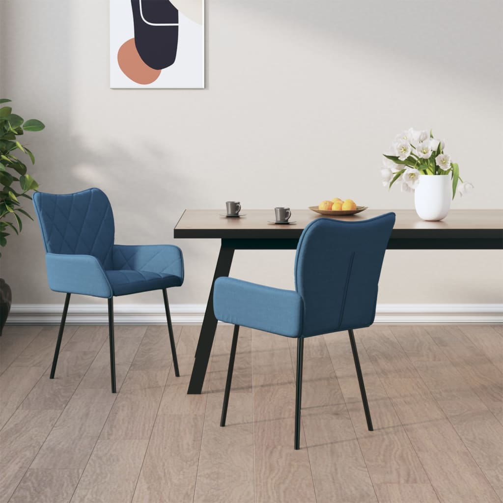 vidaXL Chaises de salle à manger 2 pcs Tissu bleu
