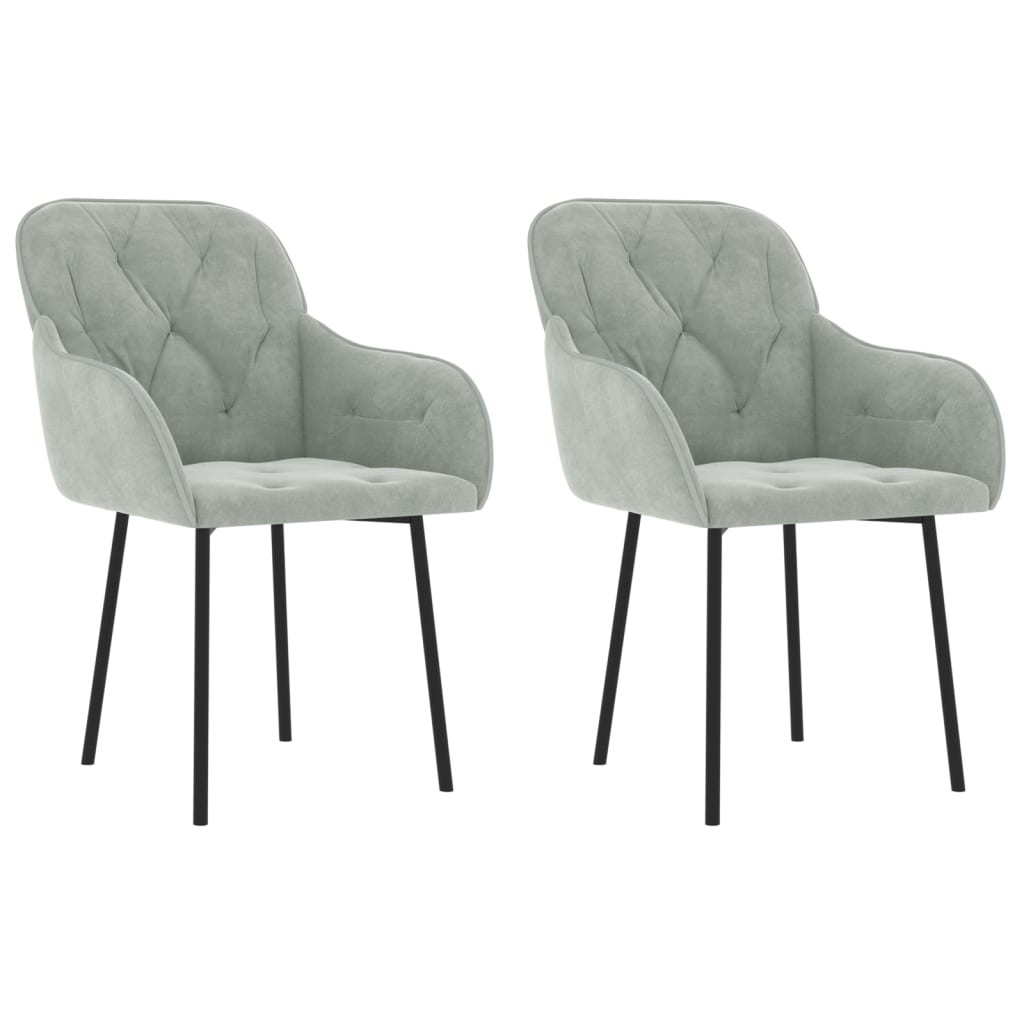 vidaXL Chaises de salle à manger 2 pcs Velours gris clair