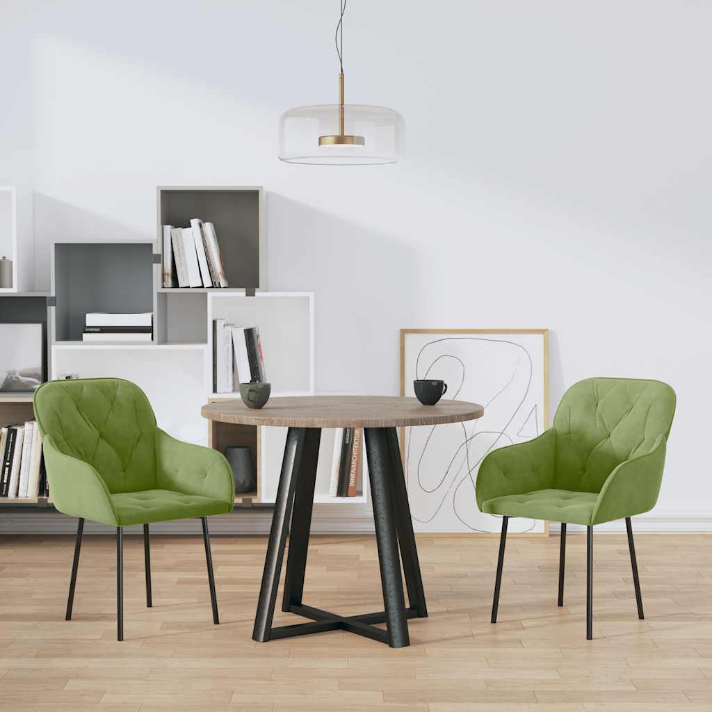 vidaXL Esszimmerstühle 2 Stk. Hellgrün Samt