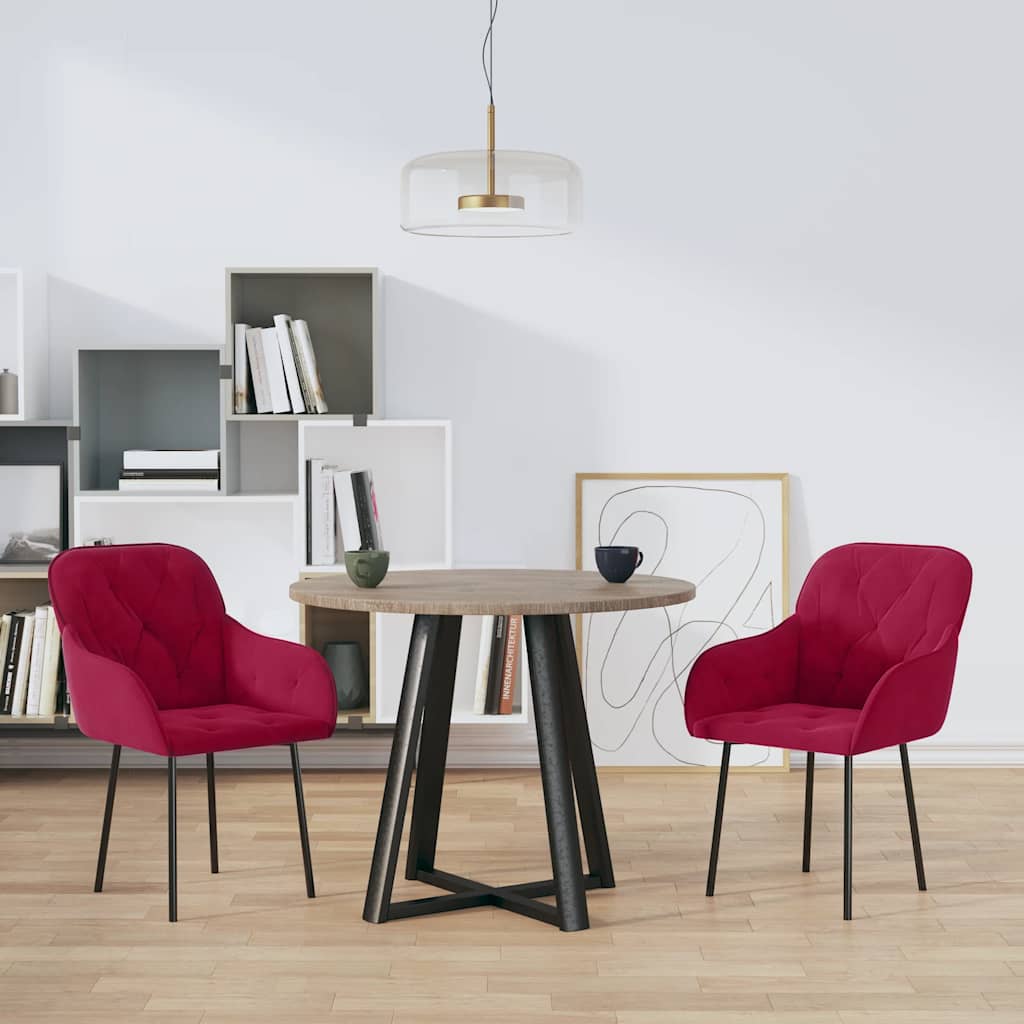 vidaXL Esszimmerstühle 2 Stk. Weinrot Samt