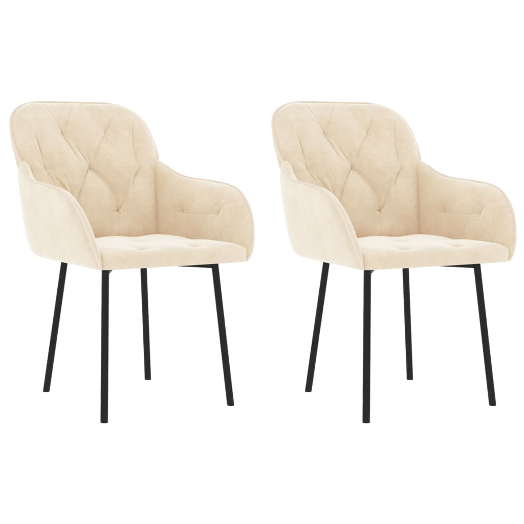 vidaXL Chaises de salle à manger 2 pcs Crème Velours