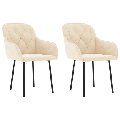 vidaXL Chaises de salle à manger 2 pcs Crème Velours
