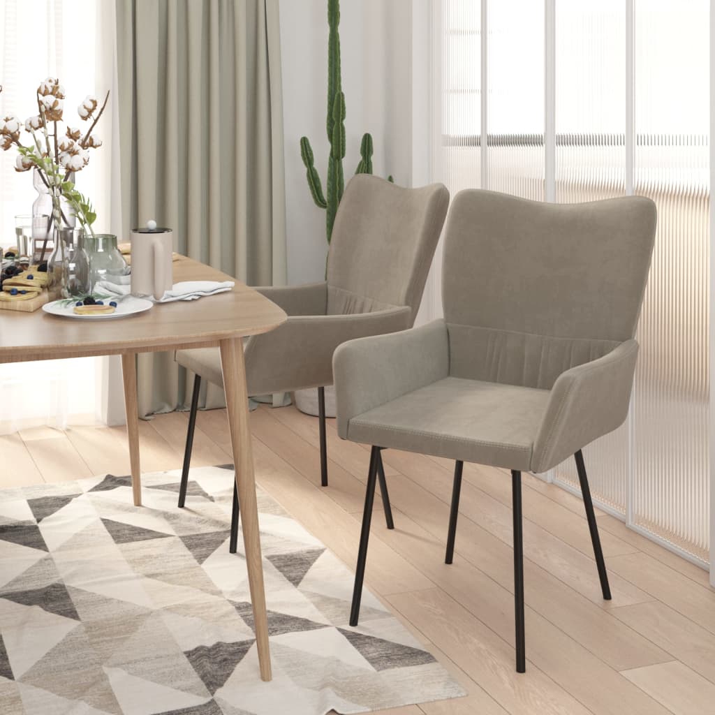 vidaXL Chaises de salle à manger 2 pcs Velours gris clair