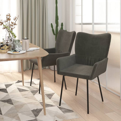 vidaXL Chaises de salle à manger 2 pcs Velours gris foncé