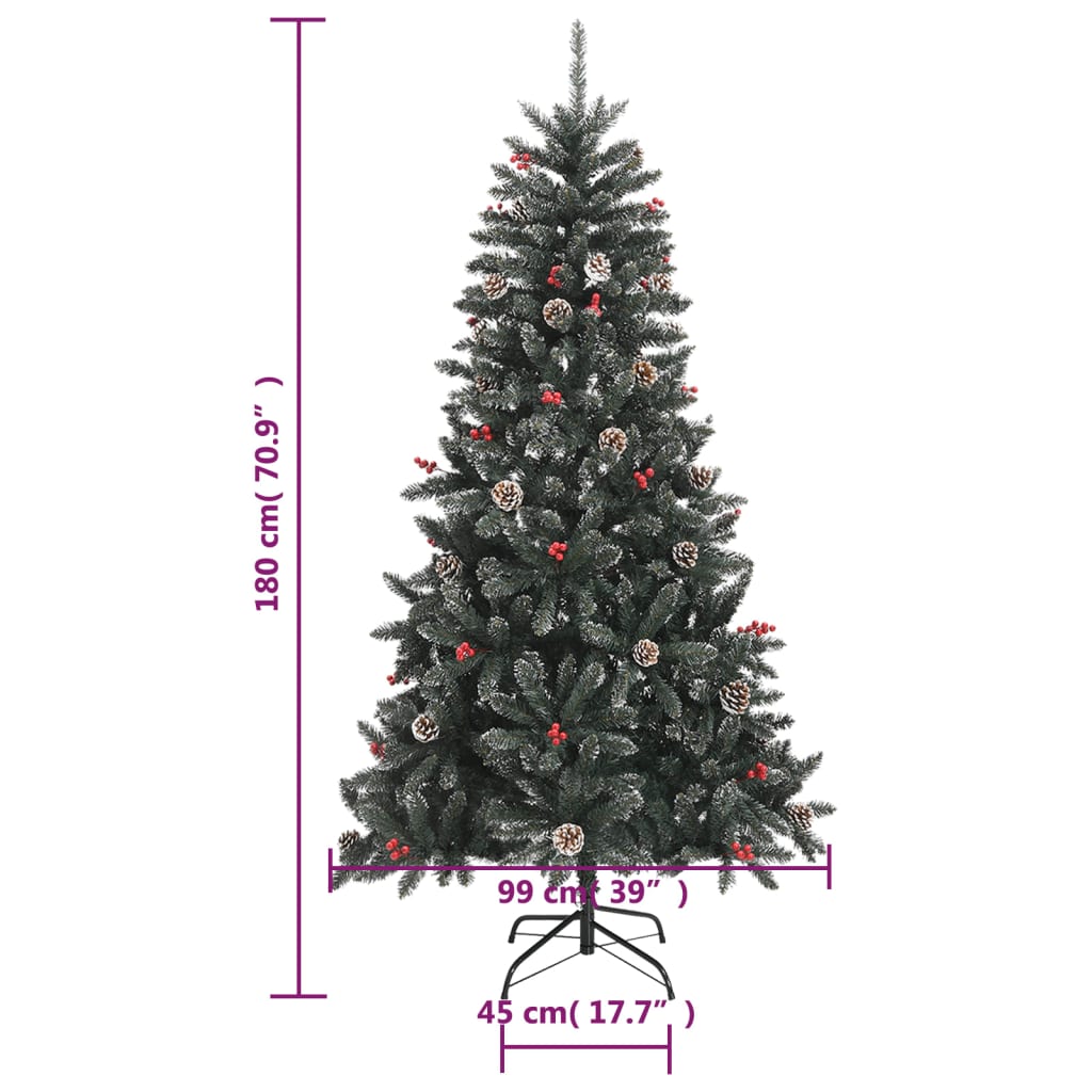 vidaXL Sapin de Noël artificiel avec support vert 180 cm PVC