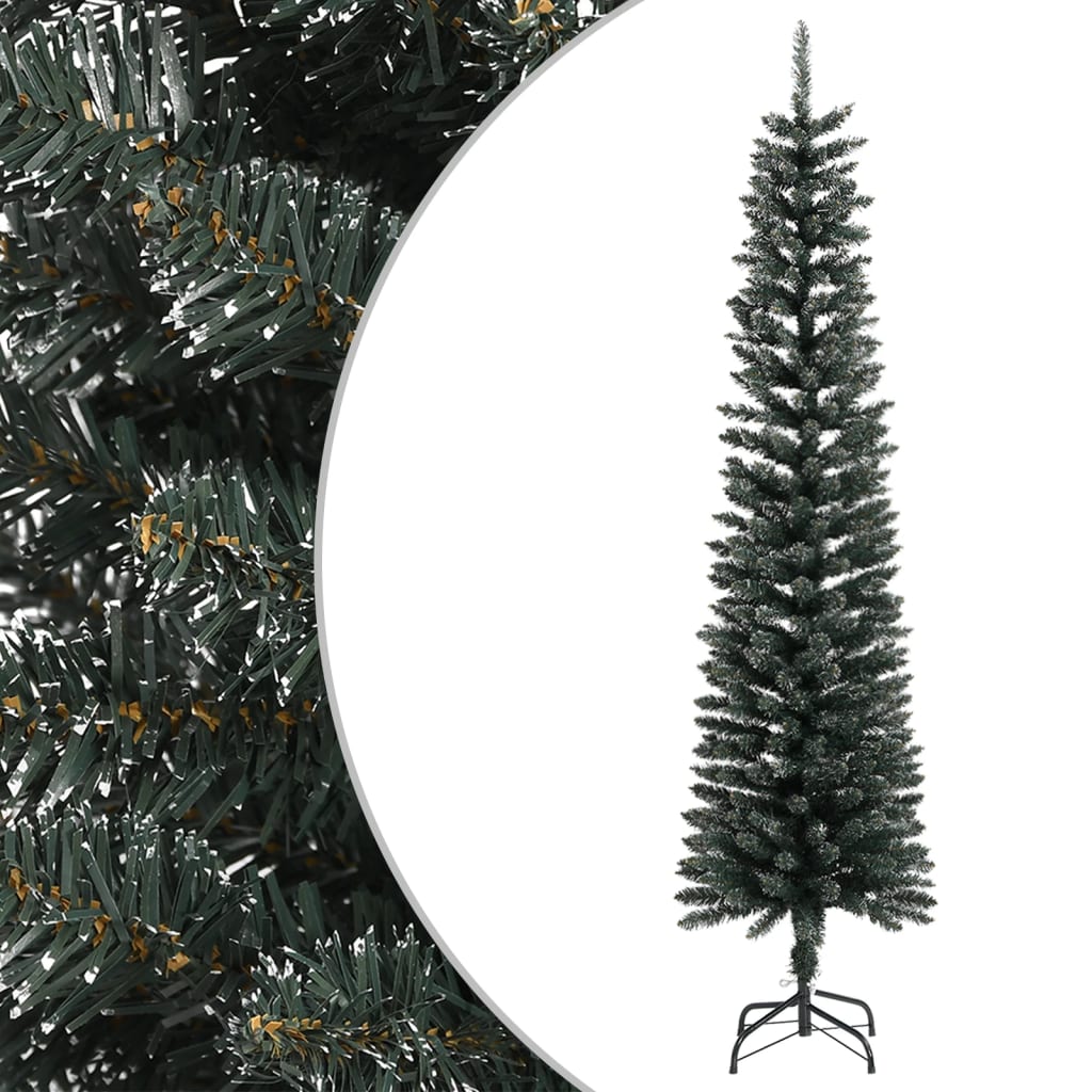vidaXL Sapin de Noël artificiel avec support Slim Vert 210 cm PVC
