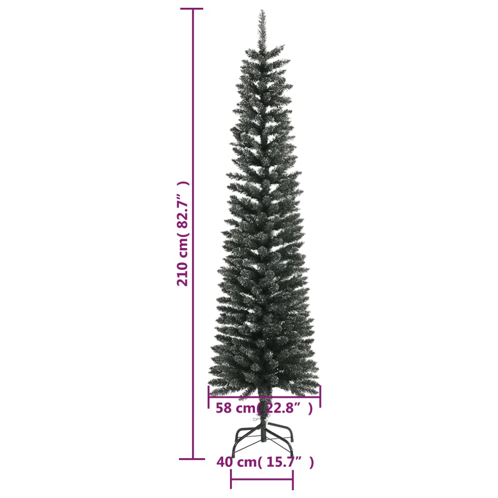 vidaXL Sapin de Noël artificiel avec support Slim Vert 210 cm PVC